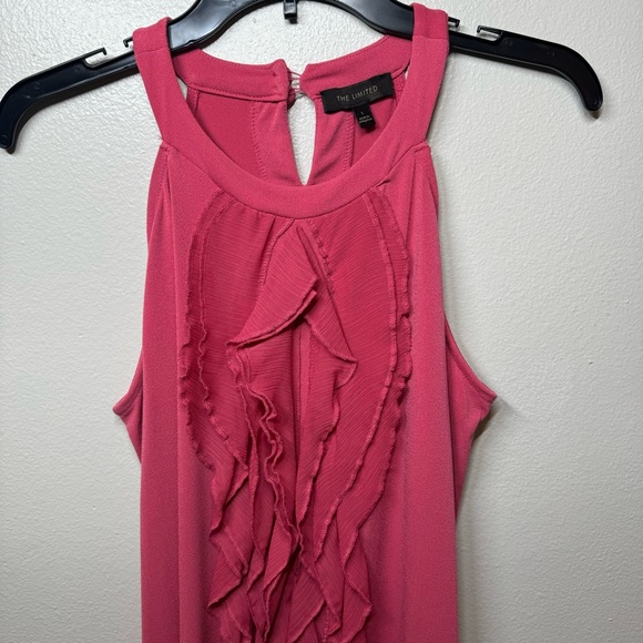 LIMITED Pink Sleeveless Center Ruffle Top Women Size Large - Picture 2 of 6